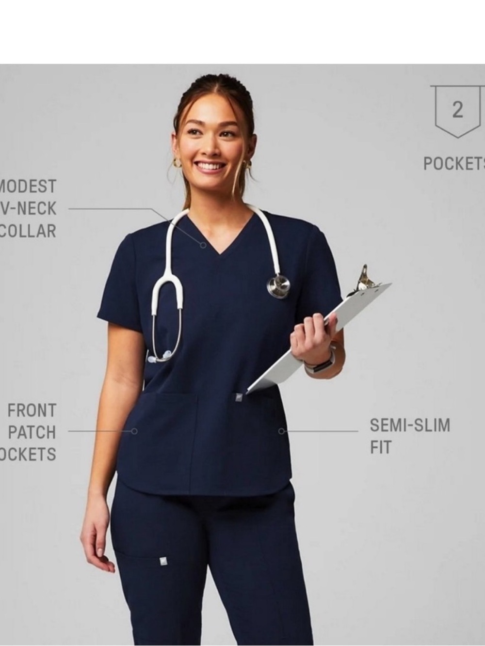 Fabletics Navy Scrub Top Size XXS New!